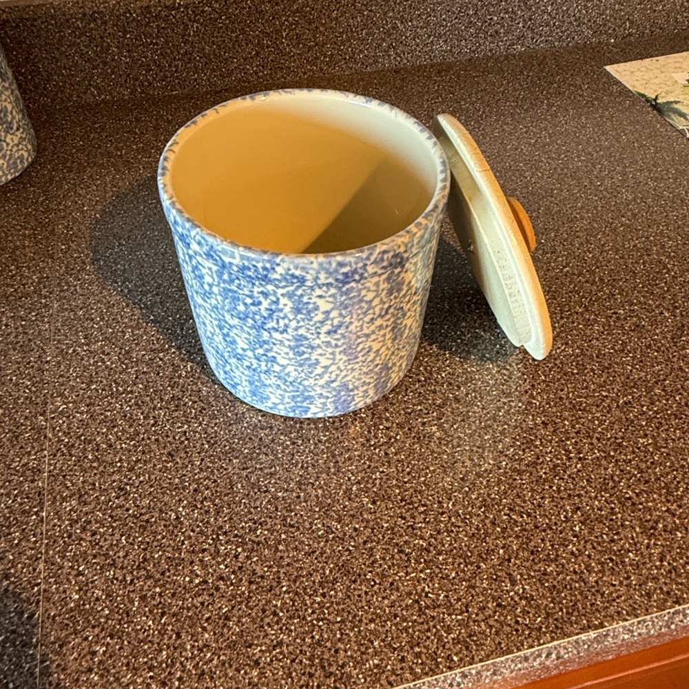 Blue and White Ceramic Jar with Lid
